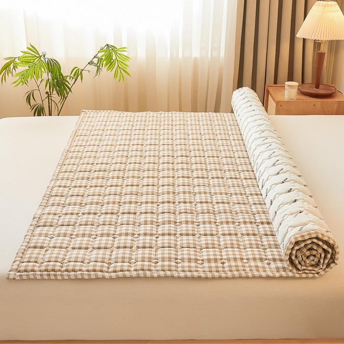 91家纺网 家纺一手货源 找家纺 恋绒家纺 2025新款无印风床褥床护垫宿舍床垫亲肤水洗棉软床垫 黄小格