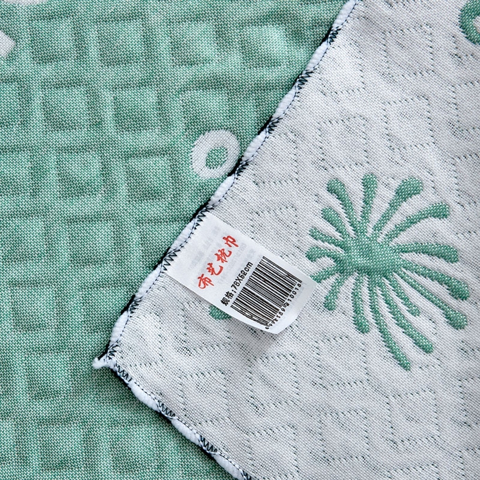 91家纺网 家纺一手货源 找家纺 朴尔家纺-毛巾被 2025新款蜂窝透气提花锁边立体枕巾 蒲公英飞-绿