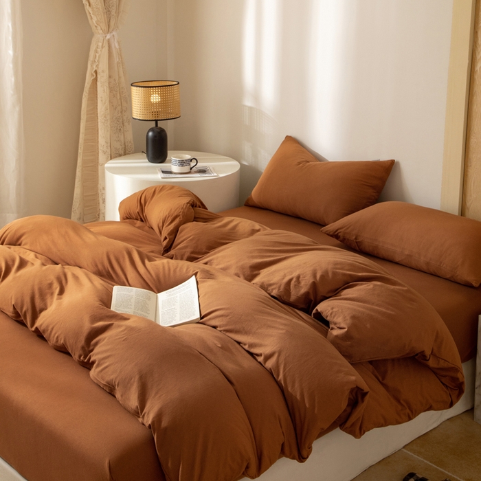 91家纺网 家纺一手货源 找家纺 梦可莱家居 2025春夏新品全棉针织棉纯色系列 南瓜