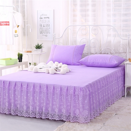 91家纺网 家纺一手货源 找家纺 情恒家纺 2025新款蕾丝床裙三件套系列-月满花香 紫色