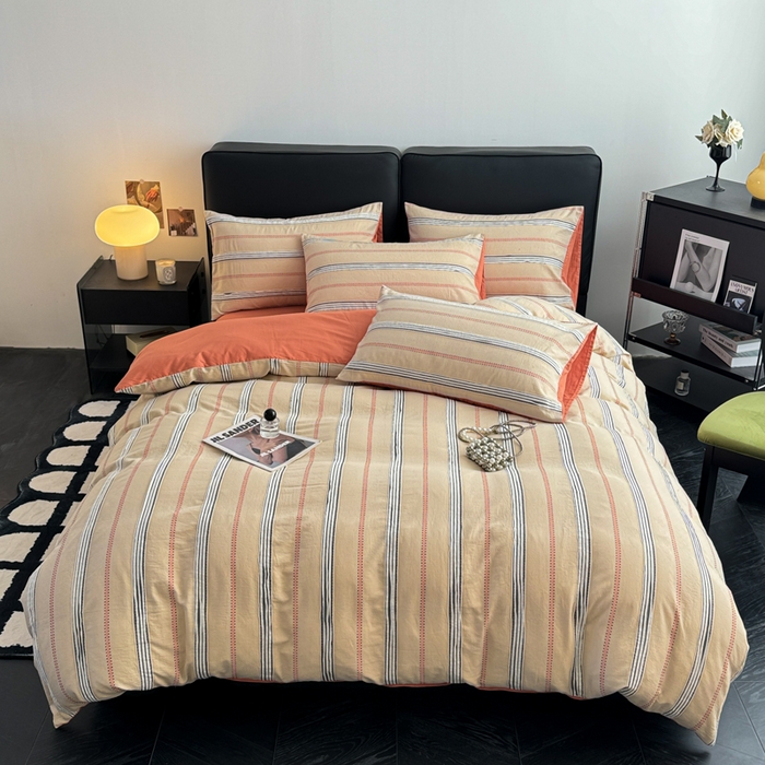 91家纺网 家纺一手货源 找家纺 简宜家居（朝初家纺） 2025新款40支全棉提花四件套（简川-星辰系列） 简川-赤丹