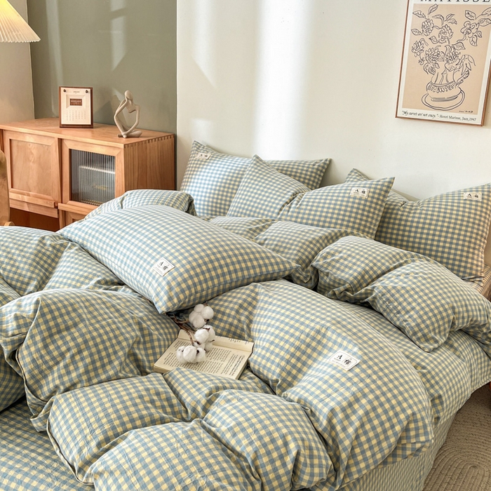 91家纺网 家纺一手货源 找家纺 21度C 2025新款A类全棉母婴级四件套单品系列-单被套 琉璃格