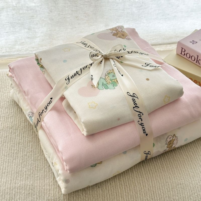 91家纺网 家纺一手货源 找家纺 2025新款双层纱印花卡通四件套-叠拍 小马宝莉