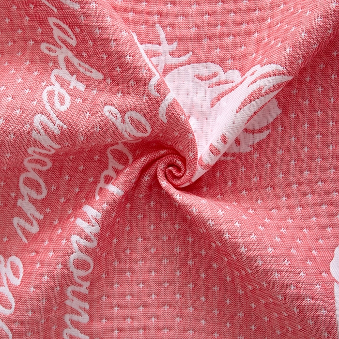 91家纺网 家纺一手货源 找家纺 朴尔家纺-毛巾被 2025新款蜂窝透气提花锁边立体枕巾 凤羽飞舞-粉