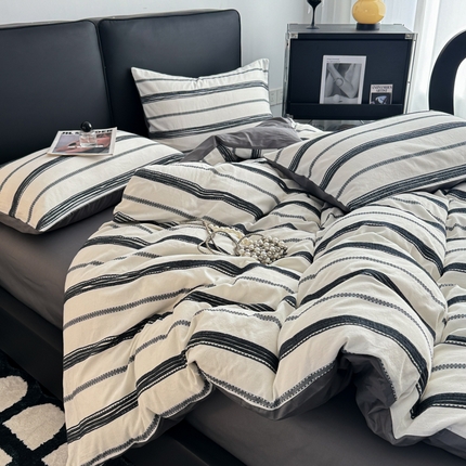 简宜家居（朝初家纺） 2025新款40支全棉提花四件套（简川-星辰系列） 简川-乳白