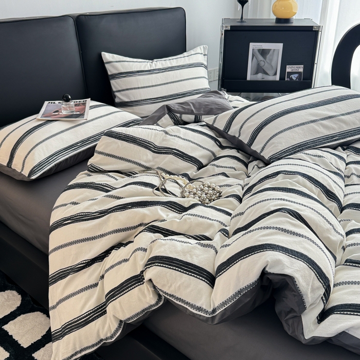 91家纺网 家纺一手货源 找家纺 简宜家居（朝初家纺） 2025新款40支全棉提花四件套（简川-星辰系列） 简川-乳白