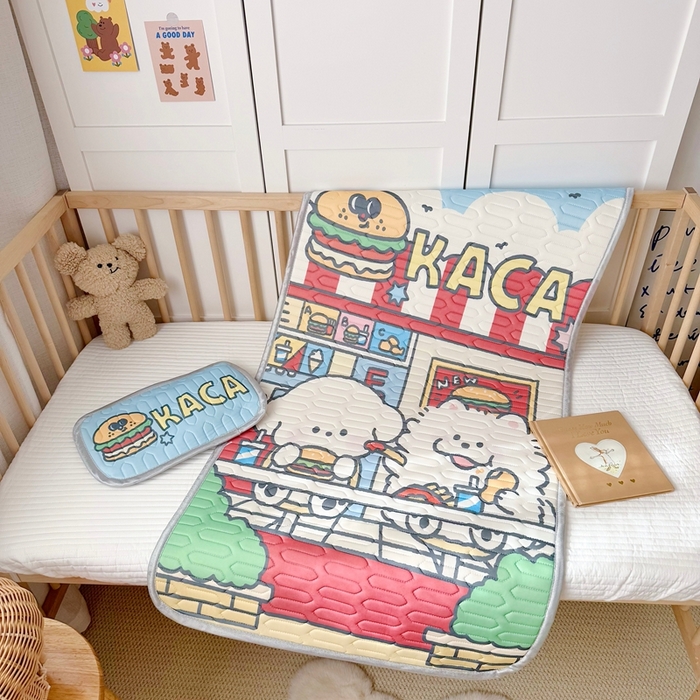 91家纺网 家纺一手货源 找家纺 美乐迪家纺 2025新款儿童乳胶凉席 汉堡伙伴