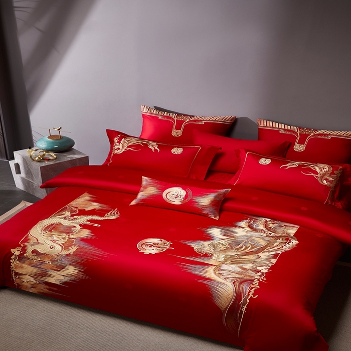 91家纺网 家纺一手货源 找家纺 爱情故事2025新款婚庆新品 龙凤呈祥2k