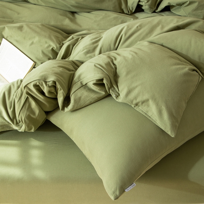 91家纺网 家纺一手货源 找家纺 梦可莱家居 2025春夏新品全棉针织棉纯色系列 青春绿