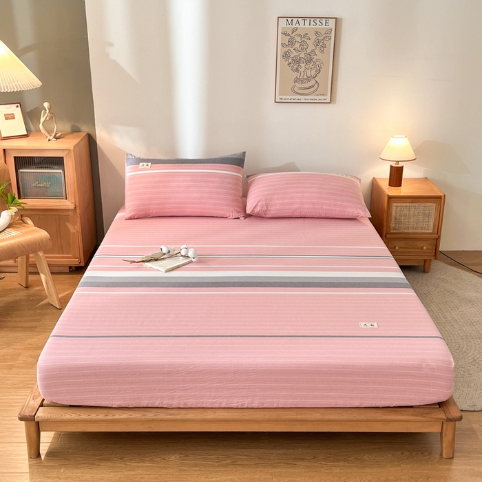 91家纺网 家纺一手货源 找家纺 21度C 2025新款A类全棉母婴级四件套单品系列-单床笠 豆蔻粉