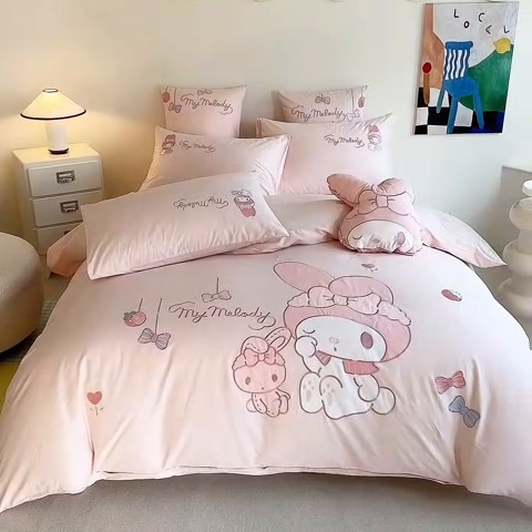 91家纺网 家纺一手货源 找家纺 绒棉世家 2025绒棉世家新款全棉水洗棉贴布绣专版四件套 美乐蒂