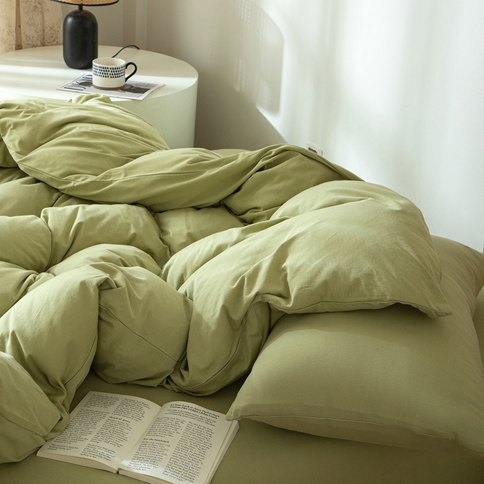 91家纺网 家纺一手货源 找家纺 梦可莱家居 2025春夏新品全棉针织棉纯色系列 抹茶