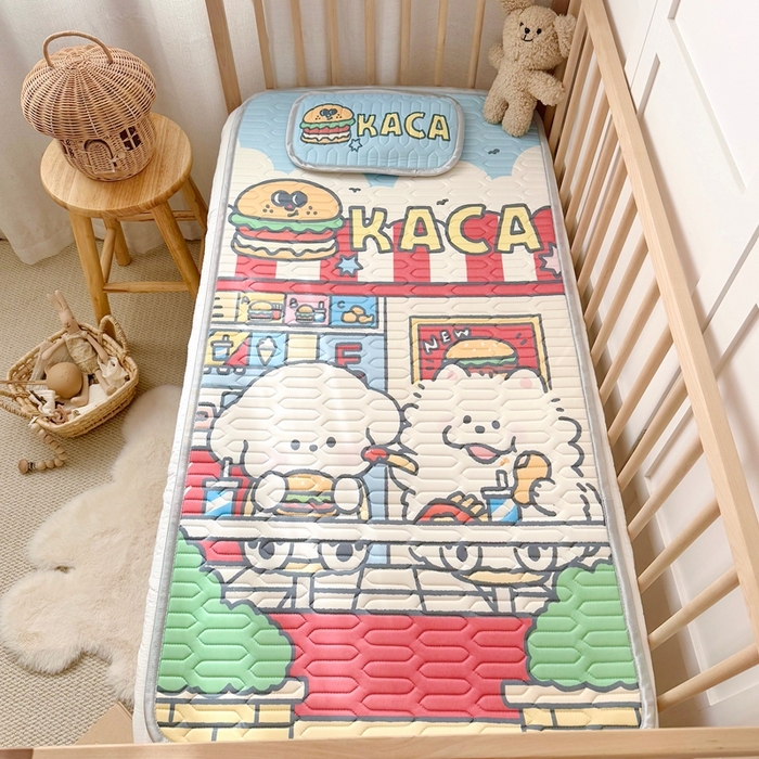 91家纺网 家纺一手货源 找家纺 美乐迪家纺 2025新款儿童乳胶凉席 汉堡伙伴