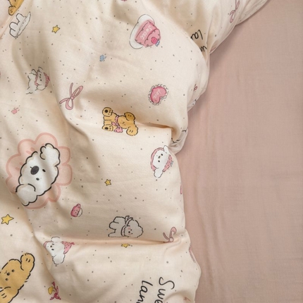 91家纺网 家纺一手货源 找家纺 （总）2025新款双层纱印花卡通四件套-床拍