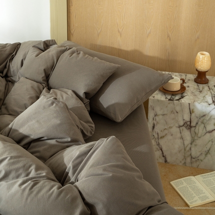 梦可莱家居 2025春夏新品全棉针织棉纯色系列 烟灰