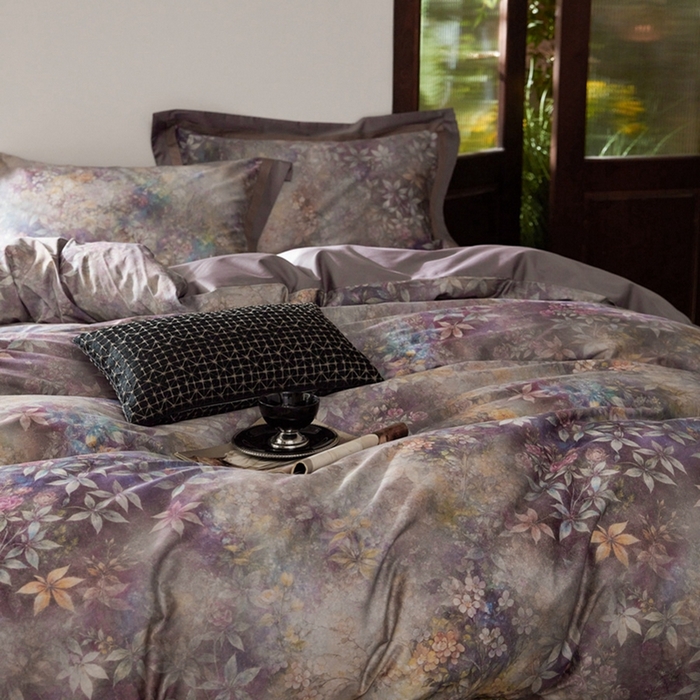 91家纺网 家纺一手货源 找家纺 由丽家纺 2025新款数码印花四件套 慕香-紫