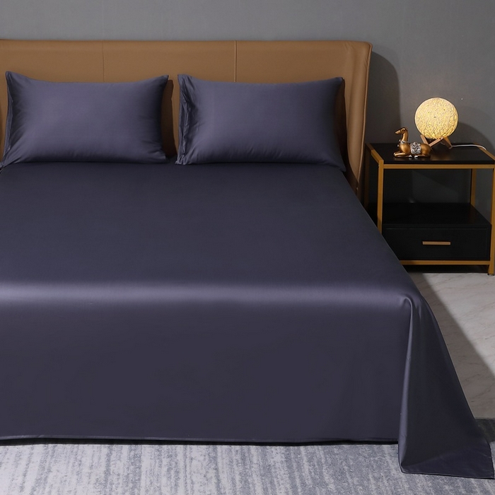 91家纺网 家纺一手货源 找家纺 晶缦家纺 2025新款全棉纯棉50支双股贡缎长绒棉纯色单品床单 绮芸-深度灰