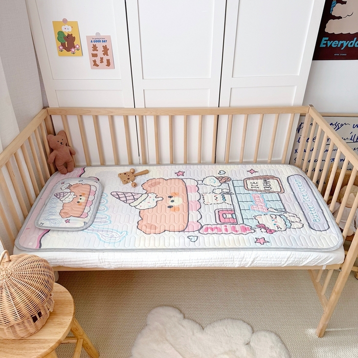 91家纺网 家纺一手货源 找家纺 美乐迪家纺 2025新款儿童乳胶凉席 冰淇淋小站