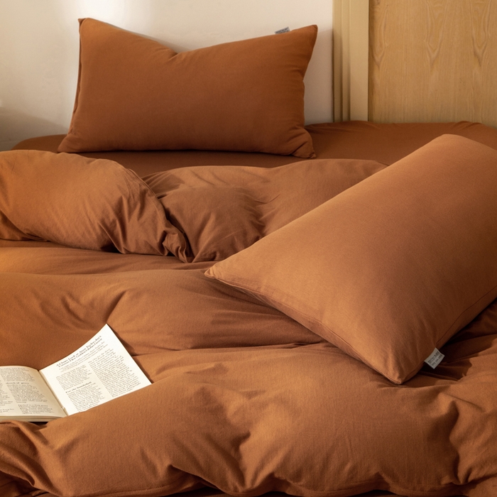 91家纺网 家纺一手货源 找家纺 梦可莱家居 2025春夏新品全棉针织棉纯色系列 南瓜