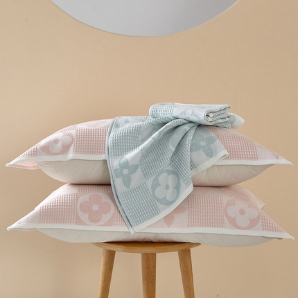 91家纺网 家纺一手货源 找家纺 （总）朴尔家纺-毛巾被 2025新款全棉纱布蜂窝结构系列枕巾