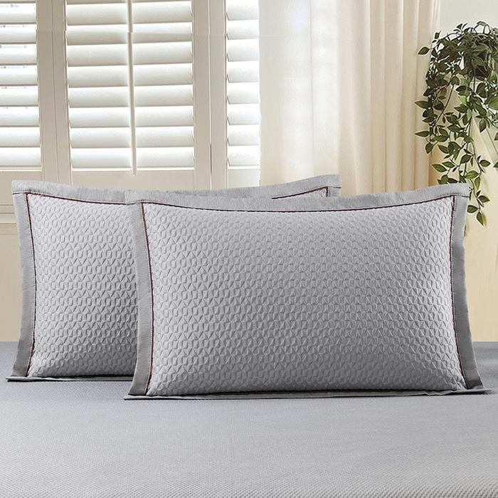 91家纺网 家纺一手货源 找家纺 小猫派 2025夏季冰丝枕头套A类豆豆凉感常规枕套 凉感不绣花-灰