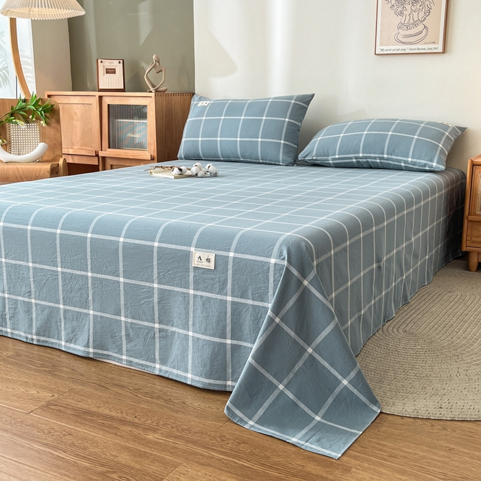 91家纺网 家纺一手货源 找家纺 21度C 2025新款A类全棉母婴级四件套单品系列-单床单 海蓝格