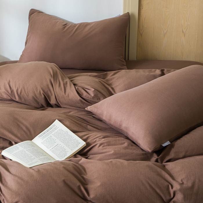 91家纺网 家纺一手货源 找家纺 梦可莱家居 2025春夏新品全棉针织棉纯色系列 摩卡棕