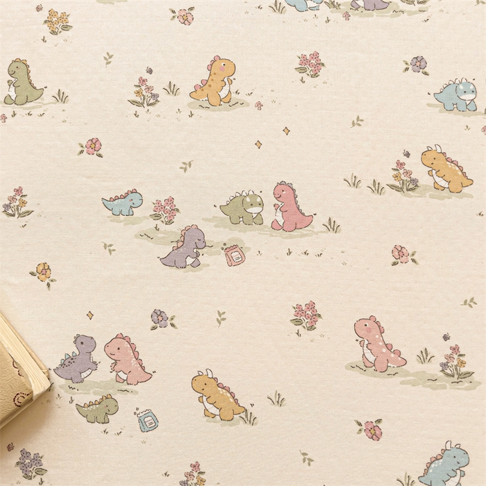 91家纺网 家纺一手货源 找家纺 名兮家居 2025新款全棉双层纱床笠 双层纱-恐龙戏水