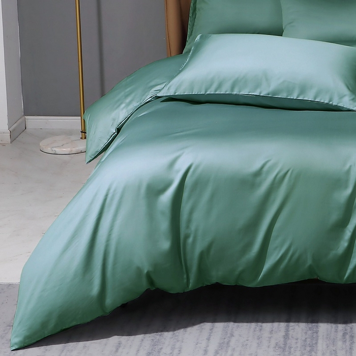 91家纺网 家纺一手货源 找家纺 晶缦家纺 2025新款全棉纯棉50支双股贡缎长绒棉纯色多规格四件套 绮芸-橄榄绿