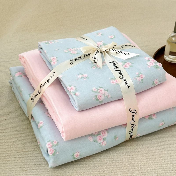 91家纺网 家纺一手货源 找家纺 典曼家纺 2025新款双层纱小清新印花四件套-叠拍 初夏