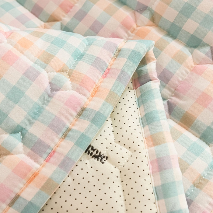 91家纺网 家纺一手货源 找家纺 恋绒家纺 无印风高低床学生床褥水洗棉宿舍上下铺软床垫 粉蓝格