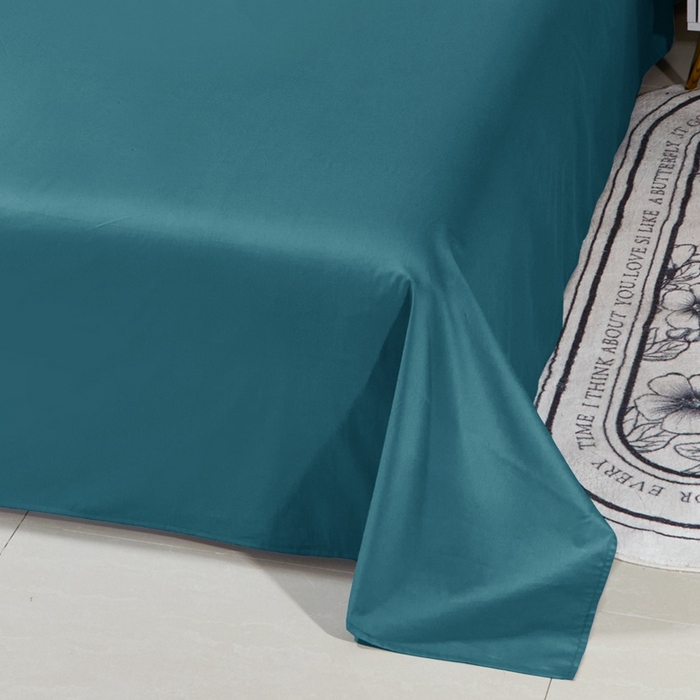 91家纺网 家纺一手货源 找家纺 晶缦家纺 2025新款喷气全棉13376纯棉斜纹纯色床单-沐兰 沐兰-孔雀绿