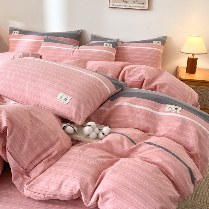 91家纺网 家纺一手货源 找家纺 21度C 2025新款A类全棉母婴级四件套单品系列-四件套 豆蔻粉