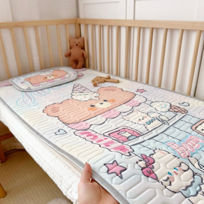 91家纺网 家纺一手货源 找家纺 美乐迪家纺 2025新款儿童乳胶凉席 冰淇淋小站