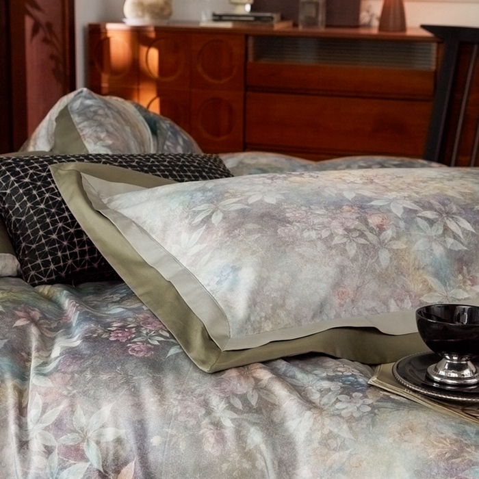 91家纺网 家纺一手货源 找家纺 由丽家纺 2025新款数码印花四件套 慕香-绿