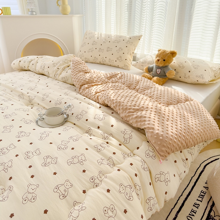 91家纺网 家纺一手货源 找家纺 （总）佰丝居 2025新款A类水洗棉双层纱豆豆被100%新疆棉花被夏被