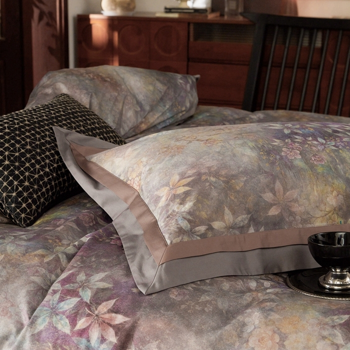 91家纺网 家纺一手货源 找家纺 由丽家纺 2025新款数码印花四件套 慕香-紫