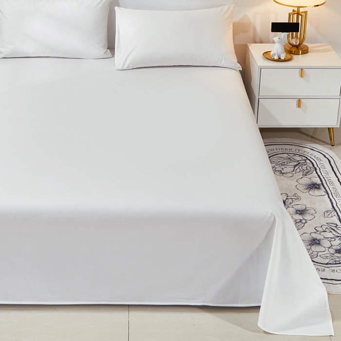 91家纺网 家纺一手货源 找家纺 晶缦家纺 2025新款喷气全棉13376纯棉斜纹纯色床单-沐兰 沐兰-本白