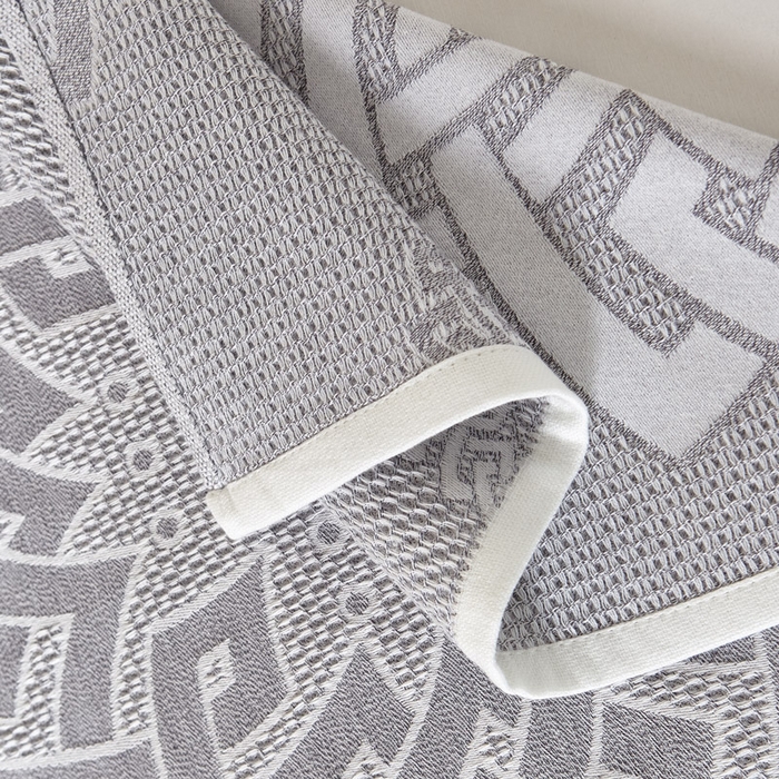 91家纺网 家纺一手货源 找家纺 朴尔家纺-毛巾被 2025新款全棉纱布蜂窝结构系列枕巾 君子莲-浅灰