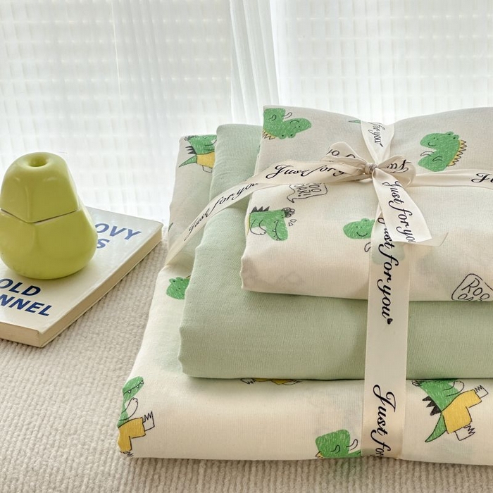 91家纺网 家纺一手货源 找家纺 2025新款双层纱印花卡通四件套-叠拍 酷酷龙