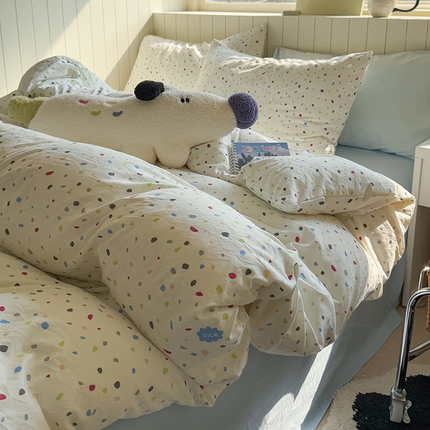 91家纺网 家纺一手货源 找家纺 繁花家居 2025新款软乎乎时尚印花水洗棉四件套 阳光彩石