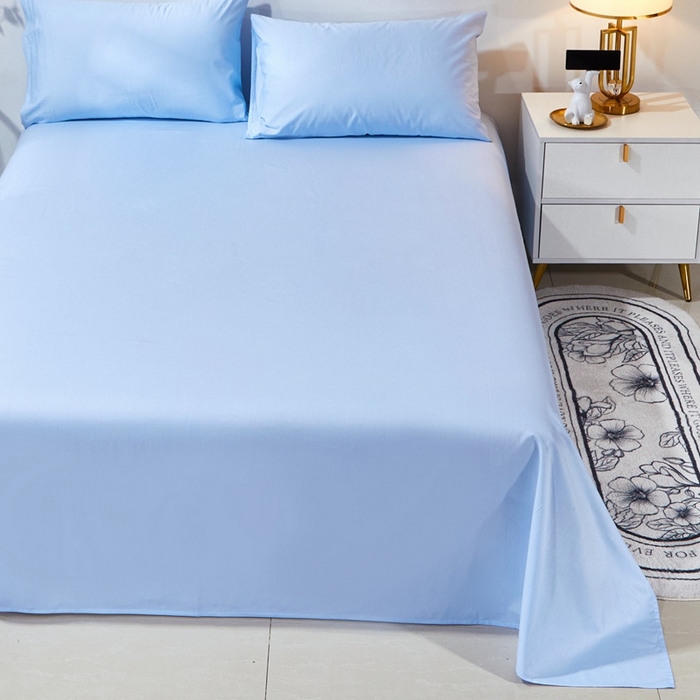 91家纺网 家纺一手货源 找家纺 晶缦家纺 2025新款喷气全棉13376纯棉斜纹纯色床单-沐兰 沐兰-天蓝