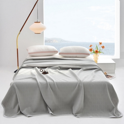 米奈家居 2025全棉针织棉提花多功能盖毯 绅士灰