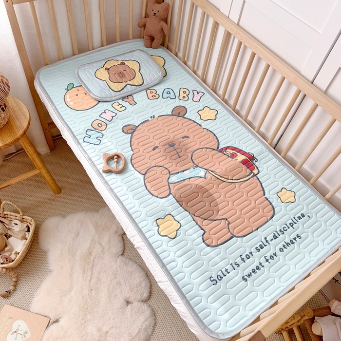 91家纺网 家纺一手货源 找家纺 美乐迪家纺 2025新款儿童乳胶凉席 卡皮巴拉