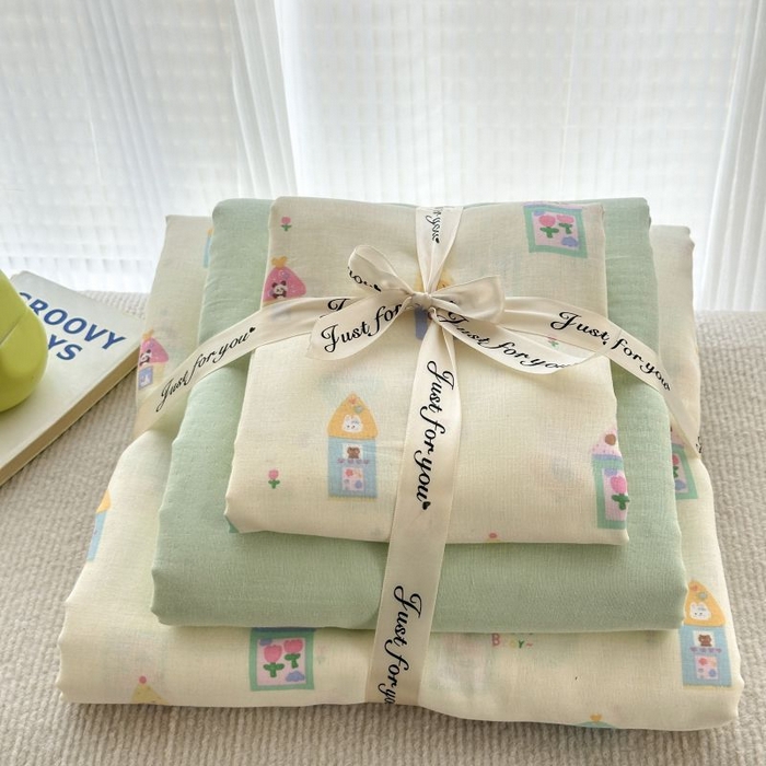 91家纺网 家纺一手货源 找家纺 2025新款双层纱印花卡通四件套-叠拍 爱丁堡