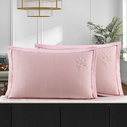 小猫派 2025夏季冰丝枕头套A类豆豆凉感常规枕套 凉感绣花-粉色花束