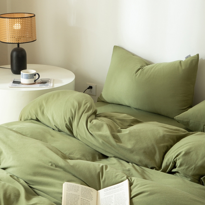 91家纺网 家纺一手货源 找家纺 梦可莱家居 2025春夏新品全棉针织棉纯色系列 青春绿