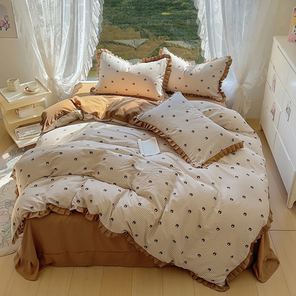 91家纺网 家纺一手货源 找家纺 （总）欧尚 2025新款针织棉双层纱四件套