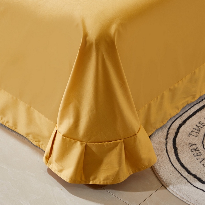 91家纺网 家纺一手货源 找家纺 晶缦家纺 2025新款喷气全棉13376纯棉斜纹纯色床单-沐兰 沐兰-杏黄