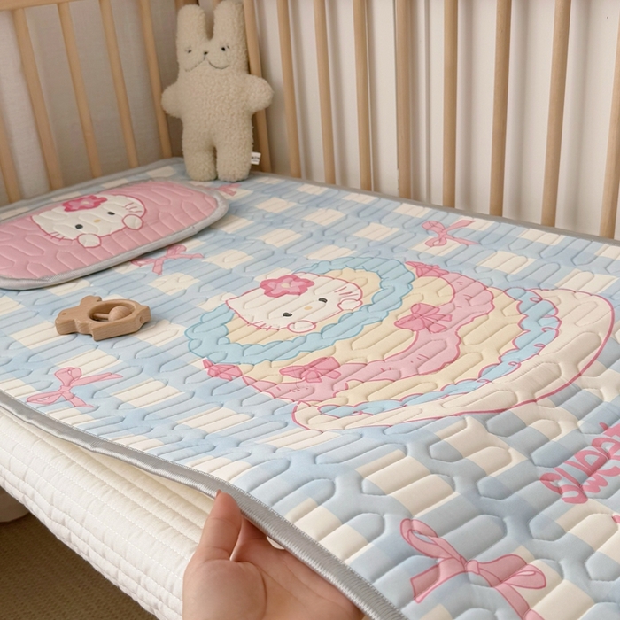 91家纺网 家纺一手货源 找家纺 美乐迪家纺 2025新款儿童乳胶凉席 蛋糕猫咪